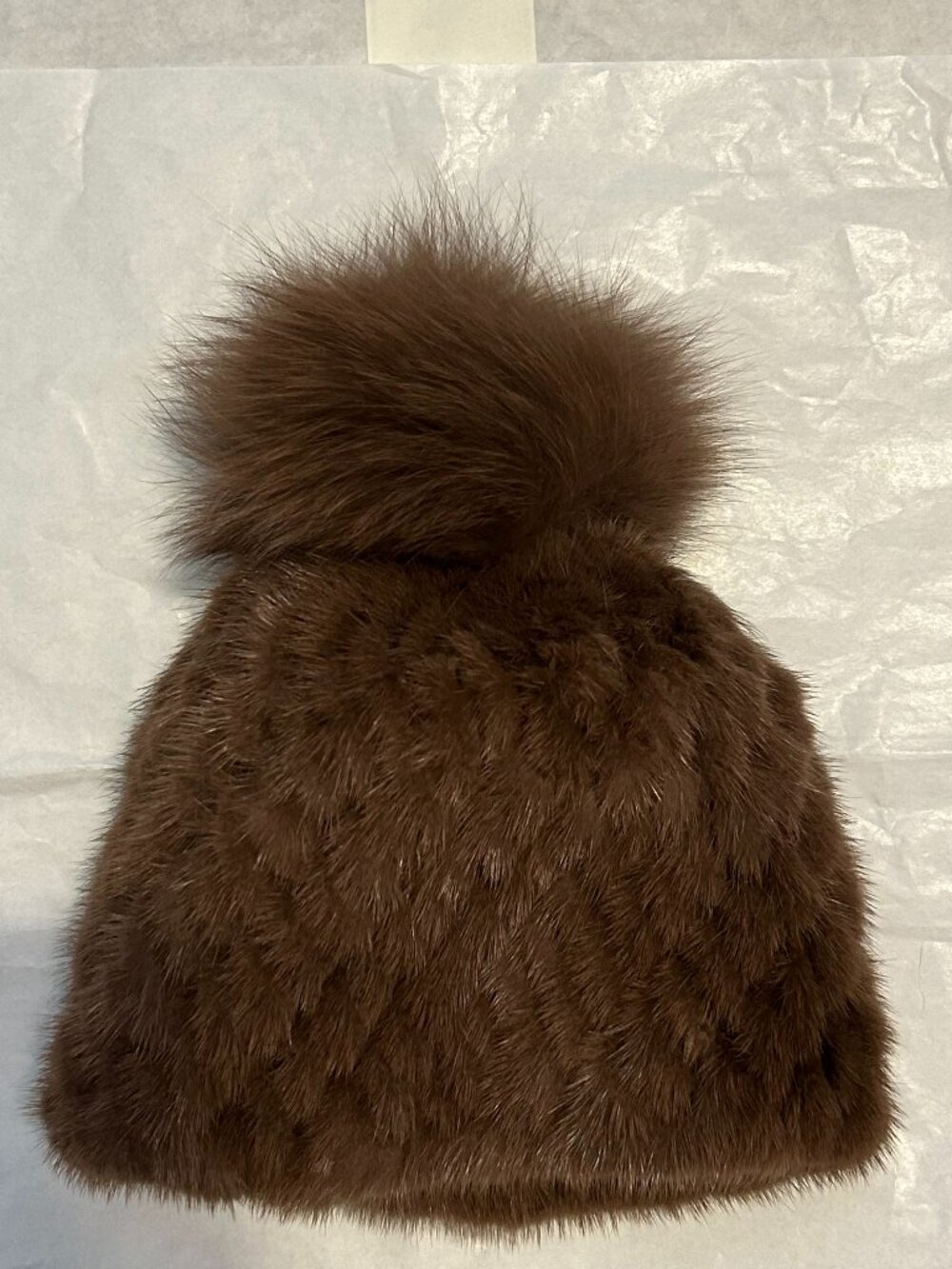 Parisa Wang Knitted Mink Beanie - Brown - Picture 3 of 10